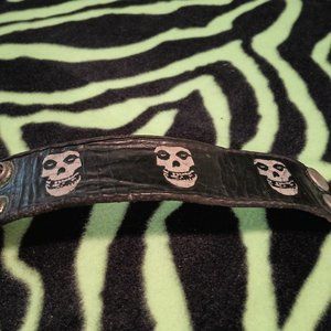 Vintage, hand painted, 1.5" leather Misfits Crimson Ghost 2 snap 8" cuff
